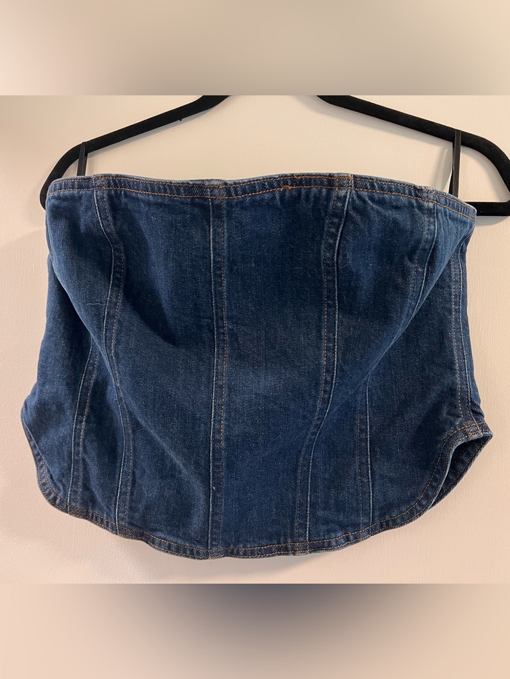 Denim Forum Dark Blue Strapless Corset Top